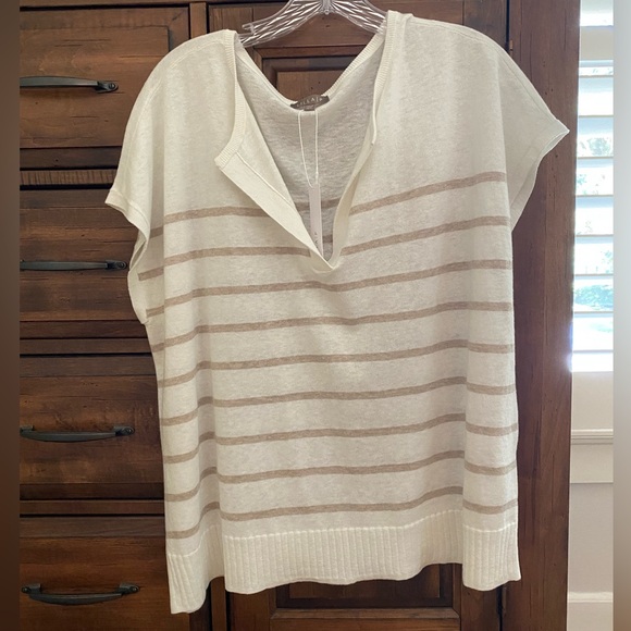 Lilla P stripe split neck tunic sweater - M/L - NWT - color: Linen Stripe - Picture 9 of 10